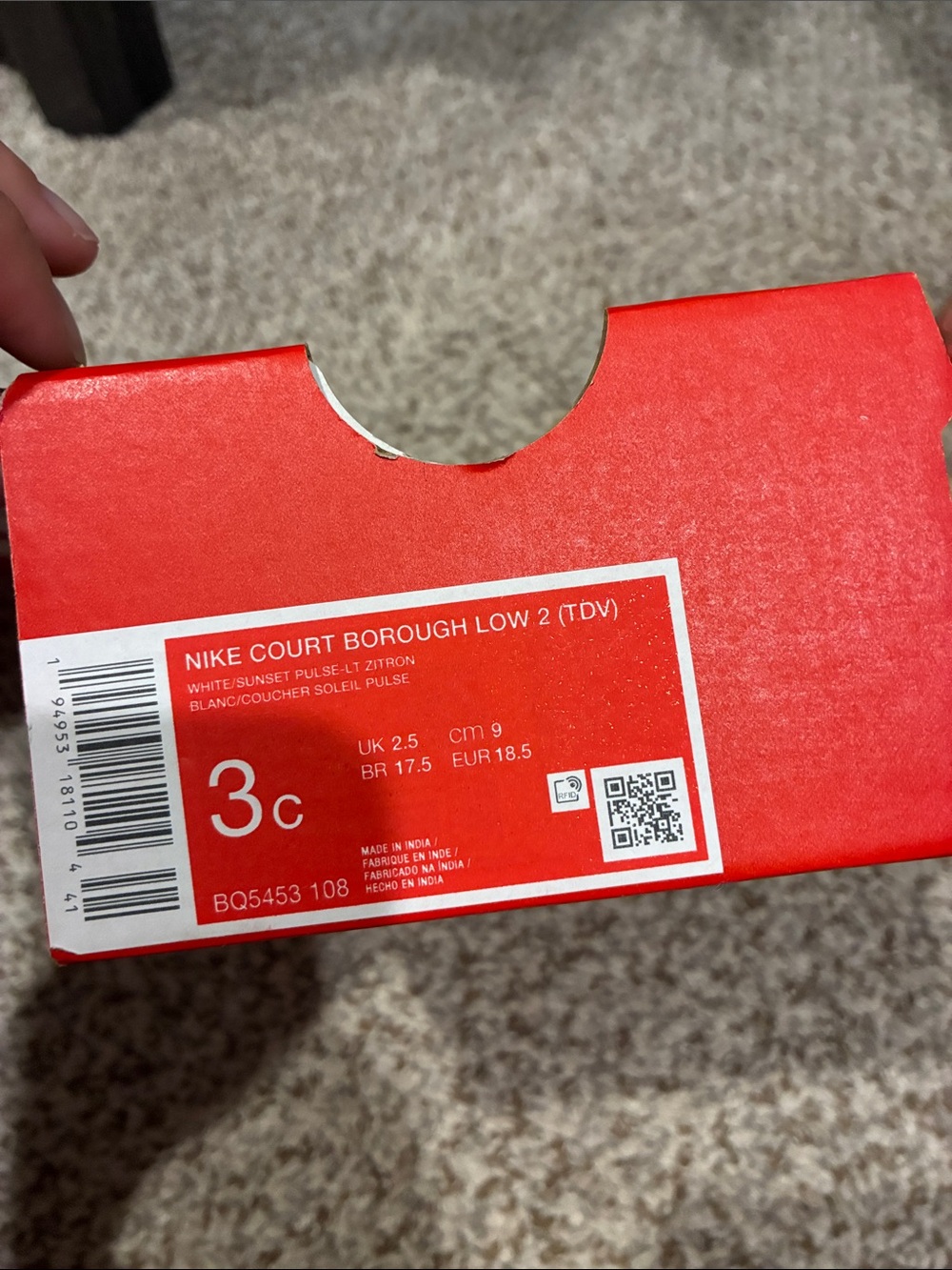 Nike Baby White Sneakers with Coral - Picture 5 of 5